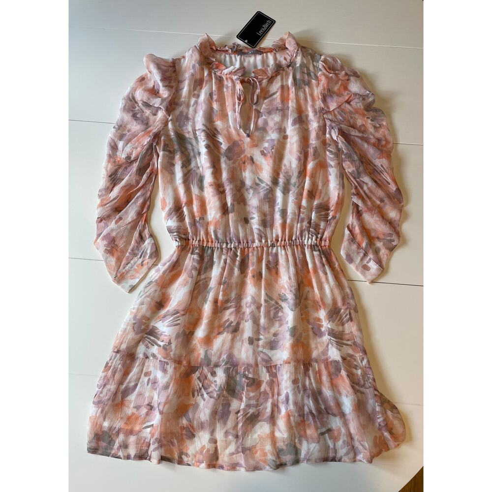Tart Mini Dress NWT Sz XS Pippa Brushstroke Petals Ruffled Neck Tiered Fairycore - Picture 12 of 14